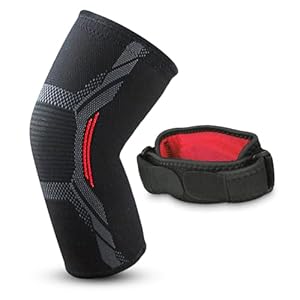 Set van 2 elleboogbandages, epicondylitis, armband en peesontsteking, voor heren, elleboogbandage, tenniselleboogband, pijnverlichting, peesontsteking, voor werk, sportband (rood, XL)