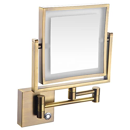 Miroir Grossissant Fixé au Mur en Argent Chromé Lumineux