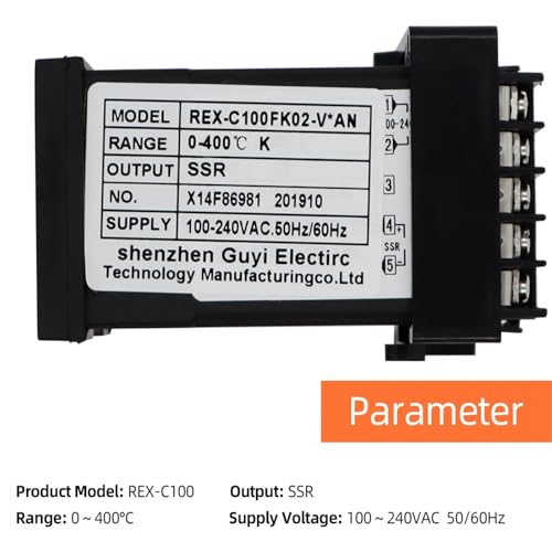 Controlador de temperatura PID REX-C100 SSR con salida de relé digital y termopar K universal 2