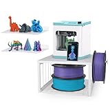 Kids 3D Printer Stand with Filaments Storage, 2-Tier Mini 3D Desktop Printer Stand with Side Spool Holder, 3D Printer Desk Organizer with 2 Pack Acrylic Shelves for Beginners, Wall-Mountable, White