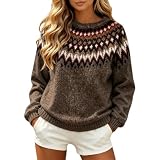 Women‘s Christmas Jumpers, Crew Neck Knit Pullover Winter Nordic Sweater