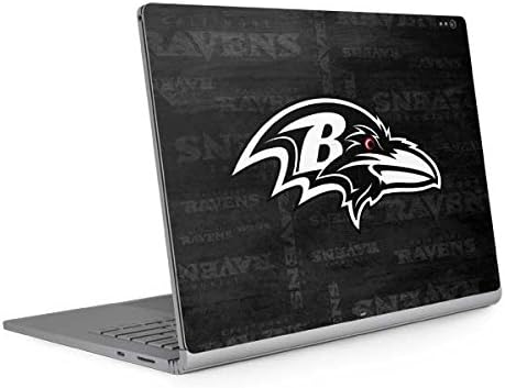 Skinit Decal Laptop Skin compatible with Surface Book 2 13.5in - Officially Licensed NFL Baltimore Ravens Black & White Design