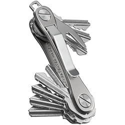 KeySmart Rugged - Multitool Key Holder for Keychain w/Bottle Opener and Pocket Clip, Organizer for Keys, EDC Keychains, Ring for Car Fobs Key Chains, Expandable (Up to 14 Keys, Titanium)