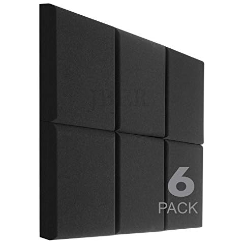 JBER Acoustic Studio Foam, 6 Pack 2" X 12" X 12" Round C-Panel Sound Foam Panels Soundproofing Treatment Studio Wall Padding Sound Absorbing Fireproof Pyramid Wedge Tiles Cover