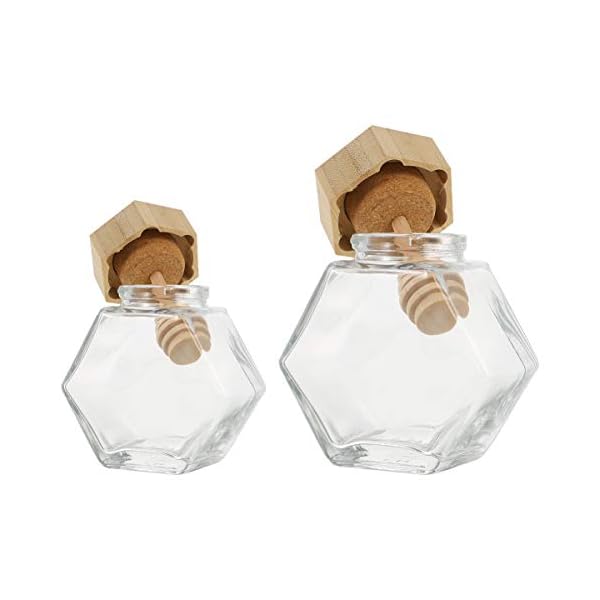 PRETYZOOM 2 Stücke Glas Honigspender Honiggläser Honigdose Honig Dispenser mit Holz Honiglöffel und Deckel Honigbehälter… – Bild 6