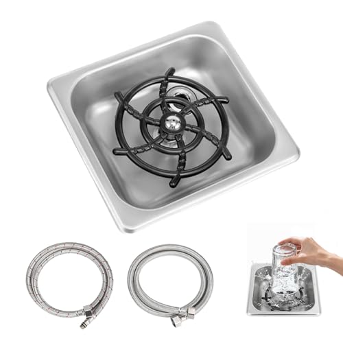 Lave Verres, Automatique G1/2 En Acier Inoxydable Lave Gobelets Pour Évier De Cuisine Avec 2 Tuyaux De Connexion Accessoire Pratique Pour Bar Pub Restaurant Café Et Hôtel