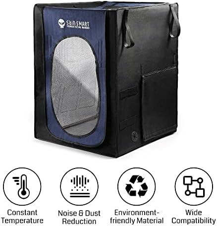 SainSmart Duża obudowa do drukarki 3D, 50 cm x 60 cm x 70 cm, pyłoszczelny namiot osłonowy, do Ender 3/5, CR-6 SE, z zapasowym uchwytem na żarnik, kieszeniami na narzędzia i szczelinami, stałą temperaturą i