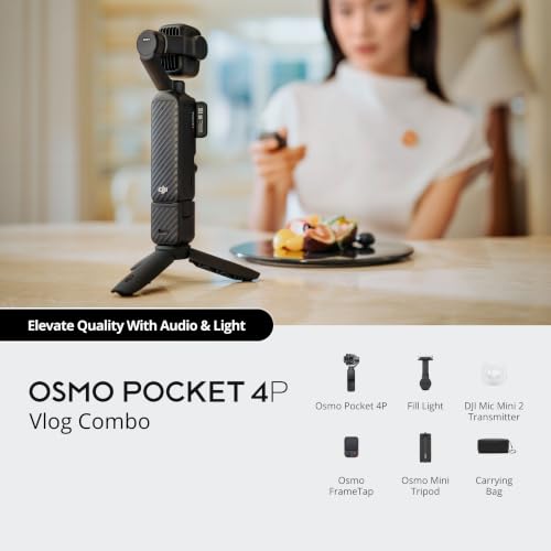 Image of DJI Osmo Pocket 4P Vlog Combo 4K Gimbal Camera with DJI Mic Mini 2, Fill Light & Wide-Angle Lens