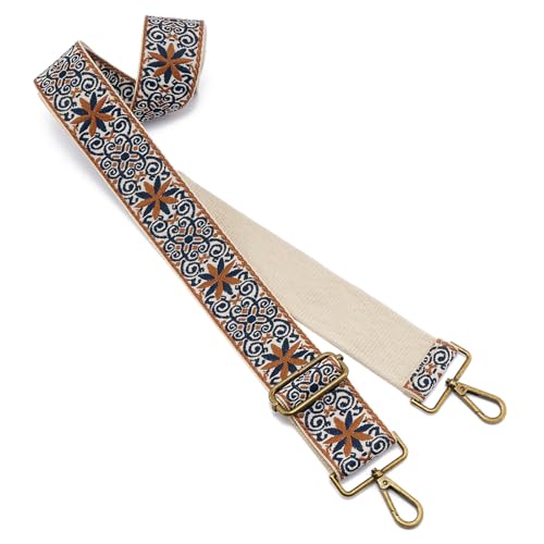 Image of ZOOEASS Bronze Buckles Purse Strap, 2 inch Wide Crossbody Handbag Strap Adjustable Replacement Shoulder Strap Vintage Embroidery