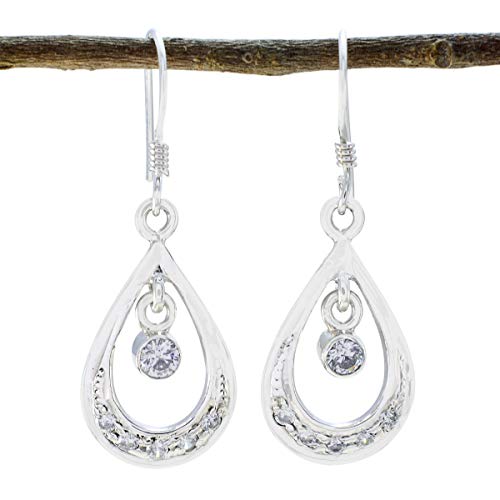Boucle d'oreille en argent sterling blanc cz classique RIYO ronde femme
