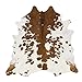 Brown and White Cowhide Rug Natural Cow Skin Cow Hide Leather Area Rug Hair On, 5 ft X 6 ft Premium Brown White Large