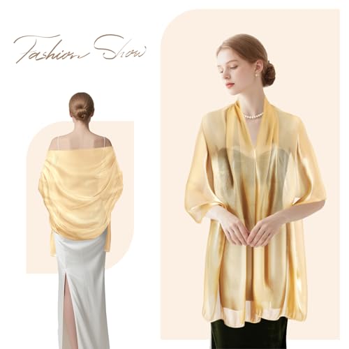 E-Clover Shawls and Wraps for Evening Dresses Satin Scarf for Women Long Wedding Shawls for Bridal Party Everyday Wear Champagne4