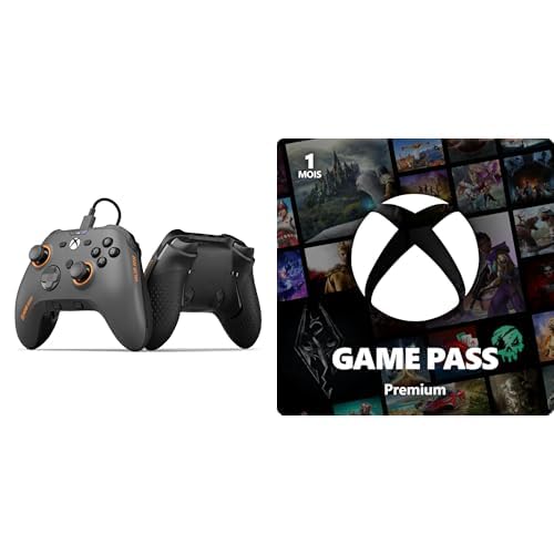 SCUF VALOR PRO Manette Xbox– Gris Acier + Xbox Game Pass Premium – Abonnement de 1 mois - Code jeu à télécharger
