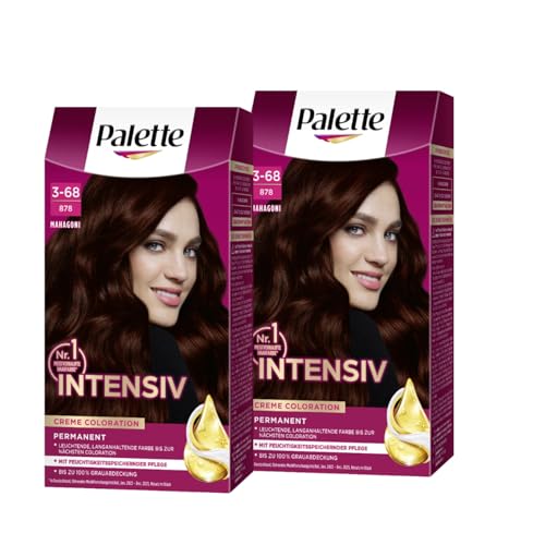 Palette Intensive Cream Coloration 3-68/878 - Tinte permanente de caoba (2 x 115 ml), color permanente para un brillo luminoso y duradero y cobertura de canas 100%