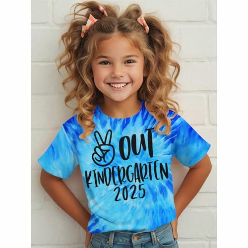 Kid Boy Girl Out Kindergarten 2025 Shirt School Graduation T-Shirt Summer Vacation Outfit Short Sleeve Tees Tops 5-7Y4