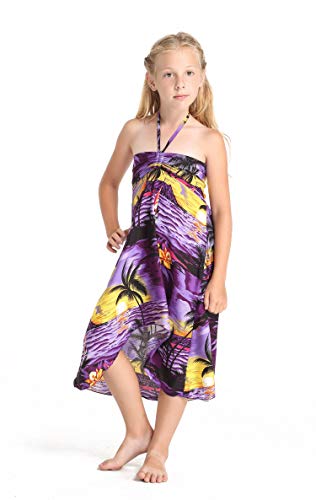 Girl Hawaiian Halter Dress in Purple Sunset4