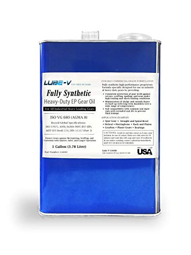 Lube-V Full Synthetic Industrial Heavy Duty High Load EP Gear Oil ISO 680 AGMA 8, Compared-as Mobil SHC Gear 680 (1 Gallon)