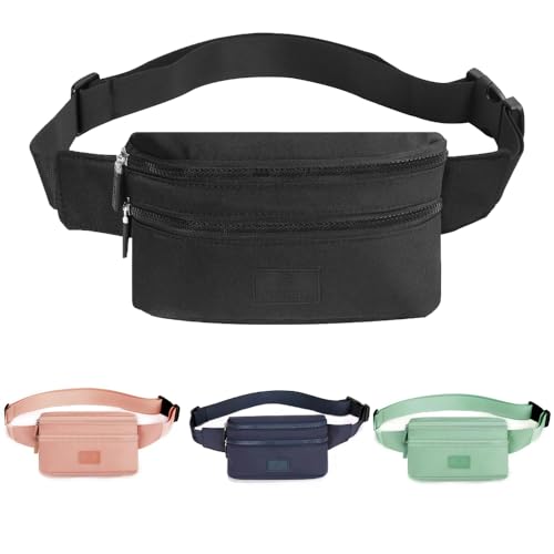Bumbags Waist Fanny Pack Ladies Fashion Bum Bag with Adjustable Belt for Sport Hiking Girls Women Men (Black)
