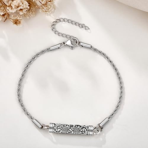 ONEFINITY Urn Bracelet For Ashes 925 Sterling Silver Bar Cremation Jewelry For Ashes Keepsake Pendant Locket Bracelet For Women Men4