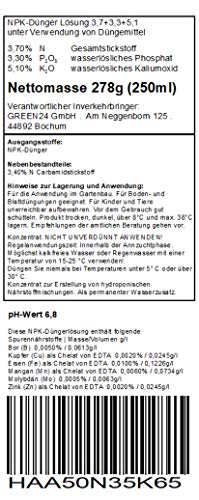 Hydro-Erntereif Nährlösung NPK Voll-Dünger für Kräuter & Gemüse Pflanzen in Hydrokultur und Hydroponik Systemen, Home Gardening Dünger 250ml Nährstoffe als Konzentrat (Pflanzen Ernte)