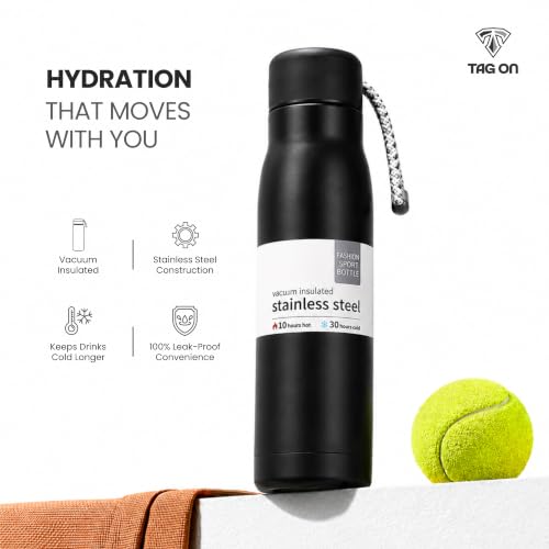 Image of 304 Stainless Steel Water Bottle 500 ml | Hot & Cold | Durable & Leak-Proof | For Office, Home, Kids, School For Women Men | 500ml water bottle | Black