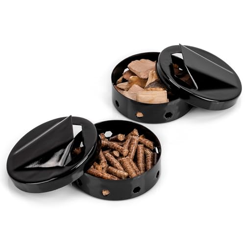 EliteFyre Smoker Box 2-Pack for Grill - Wood Chip Smoking Box for Gas Grills, Electric Grills, Oven, Stovetop Use - Indoor/Outdoor BBQ Smoker Boxes with Lid
