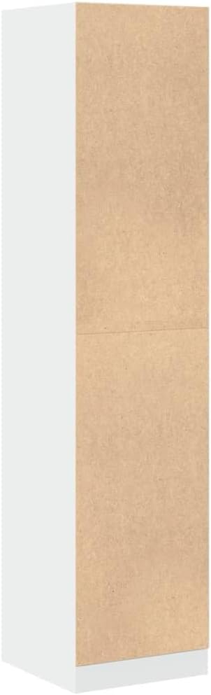 Apothecary Cabinet White Engineered Wood Medium Storage Cabinet with Four Drawers and Sliding Doors for Home Office Living Room Storage Locker