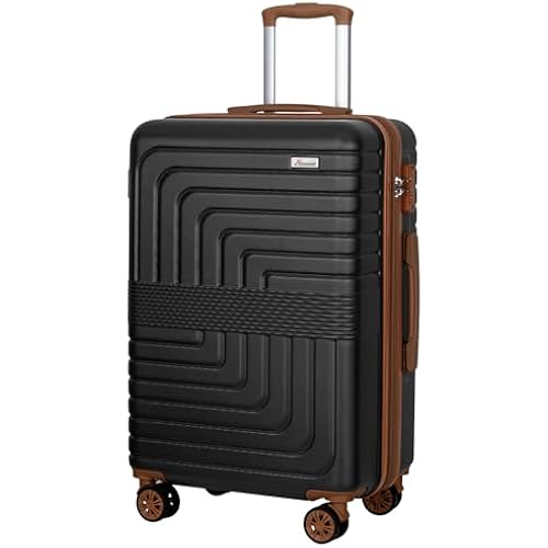 Romswi 30" Hardside Checked Luggage, Large Checked Suitcase with Dual 360° Spinner Wheels,Hardshell Suitcase with TSA Lock,YKK Zipper, Scratch-Resistant Black