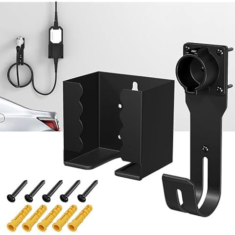 Joinfworld EV Charger Holder Wall Mount Kit EV Charger Holster Dock for SAE J1772 Connector J-Hook EV Charger Cable Holder & EV Charging Box Holder for Electric Vehicles Cover