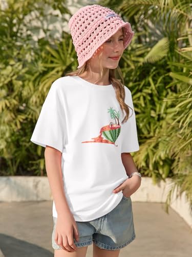 Image of Haloumoning Girls Short Sleeve T-Shirts | Kids, Summer,Girls shirts,Oversized t shirts,Girls T-Shirts,Oversized Tops, Casual Crewneck, Basic Tees 5-14Y