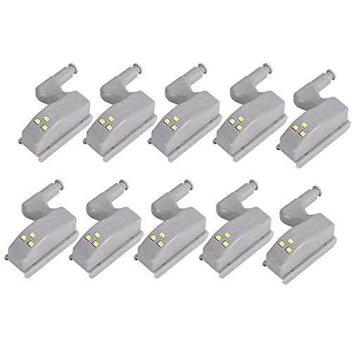 POFET - Lote de 10 luces LED con bisagras con sensor de gabinete de luz, batería con sensor de iluminación automático, para armario de cocina, sala de estar, dormitorio, armario
