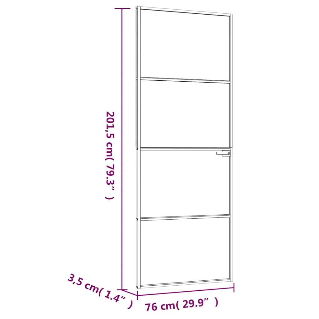 Drzwi wewnętrzne białe 76x201.5 cm szkło hartowane i aluminium SlimHardware materiały budowlane drzwi domowe