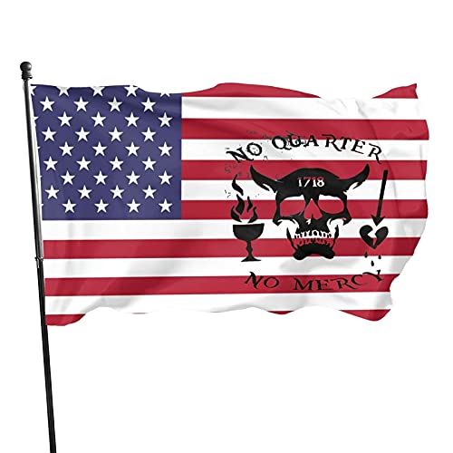 Ywsen American Blackbeard No Quarter 1718 Pirate Skull USA Flag Standard Flag Outdoor Uv-Proof Polyester Family Home House Garden Decoration Flags Ywsen American Blackbeard No Quarter 1718 Pirate Skull USA Flag Standard Flag Outdoor Uv-Proof Polyester Family Home House Garden Decoration Flags