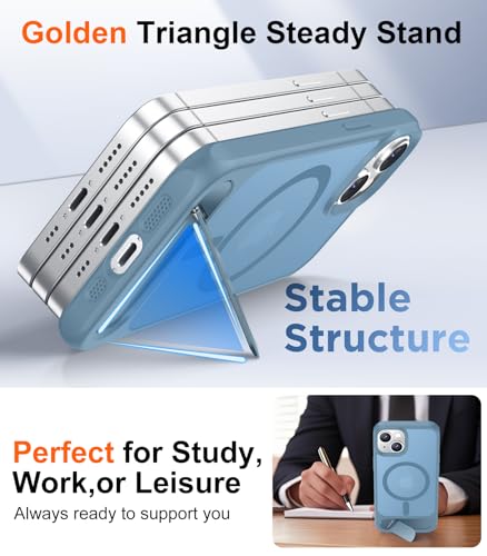 Image of Magnetic Compatible with iPhone 14 Case /iPhone 13 Case,[Built-in Invisible Kickstand][Compatible with MagSafe][Military Grade Shockproof] Slim Translucent Matte Phone Case for iPhone 14 /13 6.1 inch