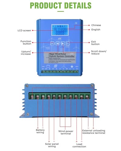 Kit éolienne horizontale CA pour électrifier un site isolé en 12V 24V 48V avec régulateur hybride