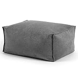 mokebo® Pouf, Hocker o. Bodenkissen 65x55cm 'Der Ruhepouf' Sitzhocker eckig & Fußhocker fürs Wohnzimmer, Leichter Sitzpouf, Puff & Beistelltisch mit EPS-Perlen Füllung | Weicher Webstoff in Anthrazit