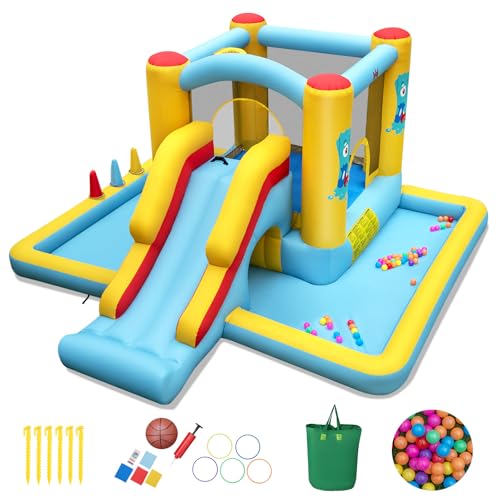 COSTWAY Castello Gonfiabile 7 in 1 per Bambini con Scivolo,...