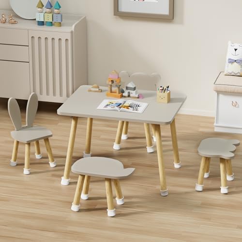 Geuther SET50 Pepino - Set 4 Pezzi Per Cameretta: Tavolo, 2 Sedie E Cassapanca, Legno Naturale, Da 12 Mesi A 6 Anni