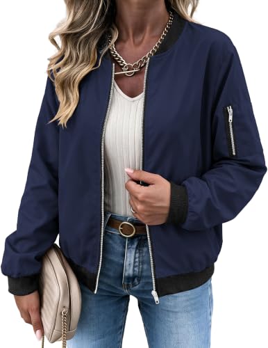 Navy Blue and Cream Bomber Jacket