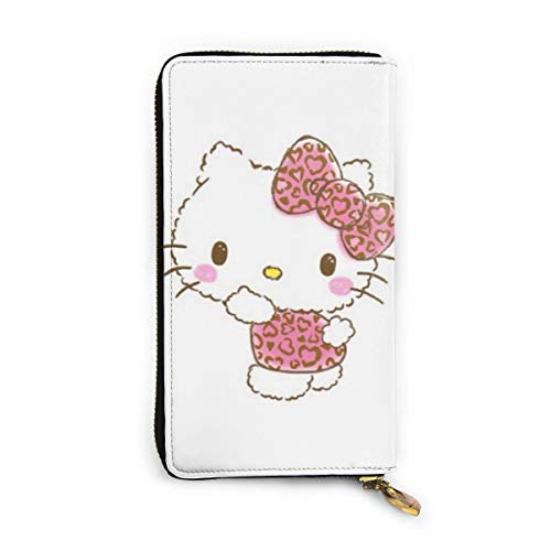 Preisvergleich Produktbild Hello Kitty Geldbörse mit Reißverschluss, Leder, Visitenkartenhalter, Aufbewahrungstasche, Kartenhalter, Organizer, Clutch, großes Fassungsvermögen für Männer und Frauen