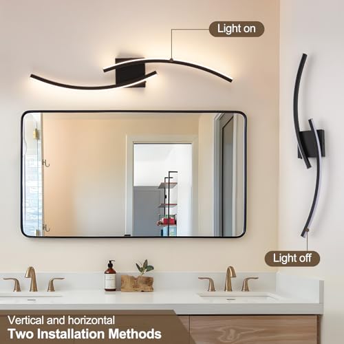 Image of Hardwired 3000~6000K Modern Wall Sconce, 31.5IN Black LED Wall Light Fixtures Wall Lights for Bedroom, Living Room, Hallway and Bedside Wall Lamp