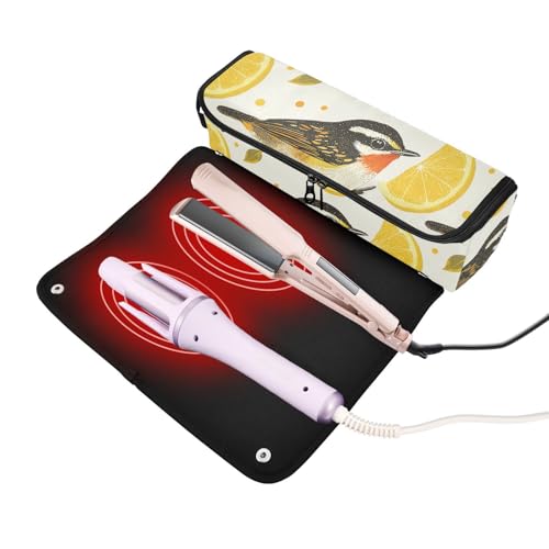 Cute Birds Bolso de Viaje para Herramientas de Pelo con Almohadilla Resistente al Calor miniatura 2