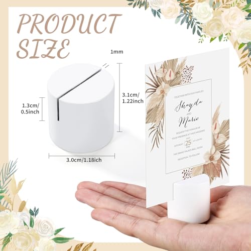 Image of Affrolling 24 Pcs White Place Card Holders Wooden Table Number Holders Bulk Mini Cylinder Table Stand for Name Cards Photo Picture Menu Tag Display Wedding Birthday Party Banquet Restaurant