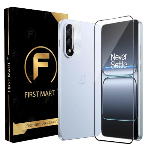 Image of FIRST MART Tempered Glass for Oneplus Nord 5 with Clear Camera Lens Protector & Installation Kit | HD Clear, Edge-to-Edge, Scratch Resistant, Case-Friendly | Pack of 1