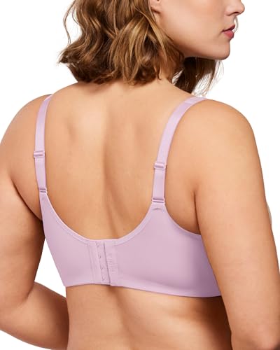 Image of HSIA Minimizer Bras for Women Plus Size, Full Coverage Coolcomfort T Shirt Unlined Bra with Underwire for Heavy Breast, Dreamy Lilac 36I