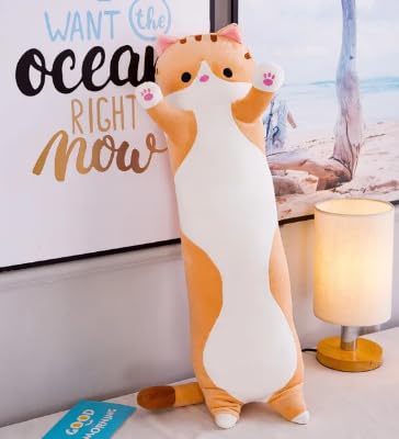 Gato longo de pelúcia almofada 50cm (MARROM)