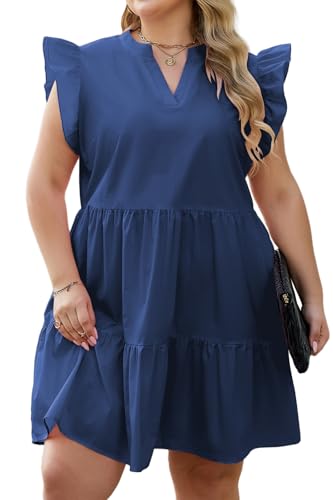 Hount Womans Summer Short Dresses Simple Casual Loose Dress Ruffle