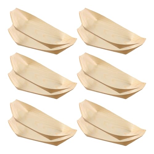Platos desechables en forma de barco de madera 150 pcs miniatura 1