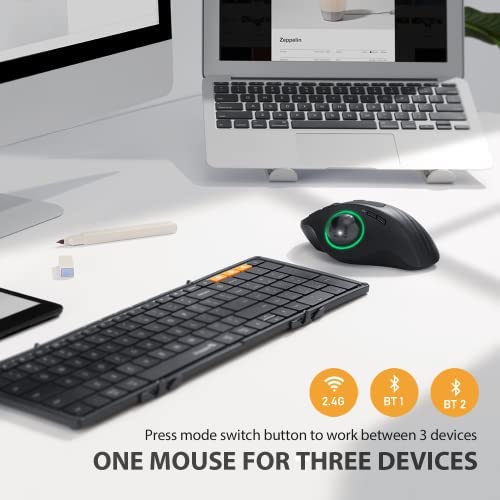 Protoarc Wireless Bluetooth Trackball Mouse, Em01 2.4G Rgb Ergonomic Rechargeable Rollerball Mice With 3 Adjustable Dpi, 3 Device Connection&Thumb Control, Compatible For Pc, Ipad, Mac, Windows-Black #TOP3