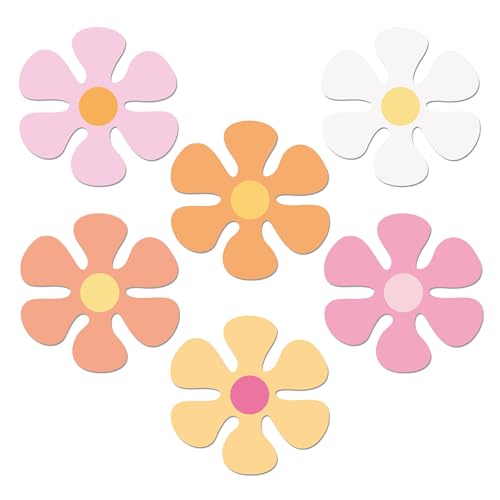 Image of Vuzvuv 48Pcs Boho mini Flower Paper Cutouts with 100Pcs Glue Points,Flower Cut Outs Bulletin Board Decorations for Birthday Party Theme Decor Supplies